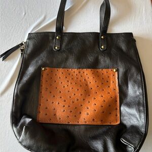 Liz Soto Chic Black and Tan Reversable  Satchel